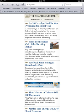 Illustration for article titled The WSJ's "iOS Optimized" Mobile Site Is... Not Very Optimized